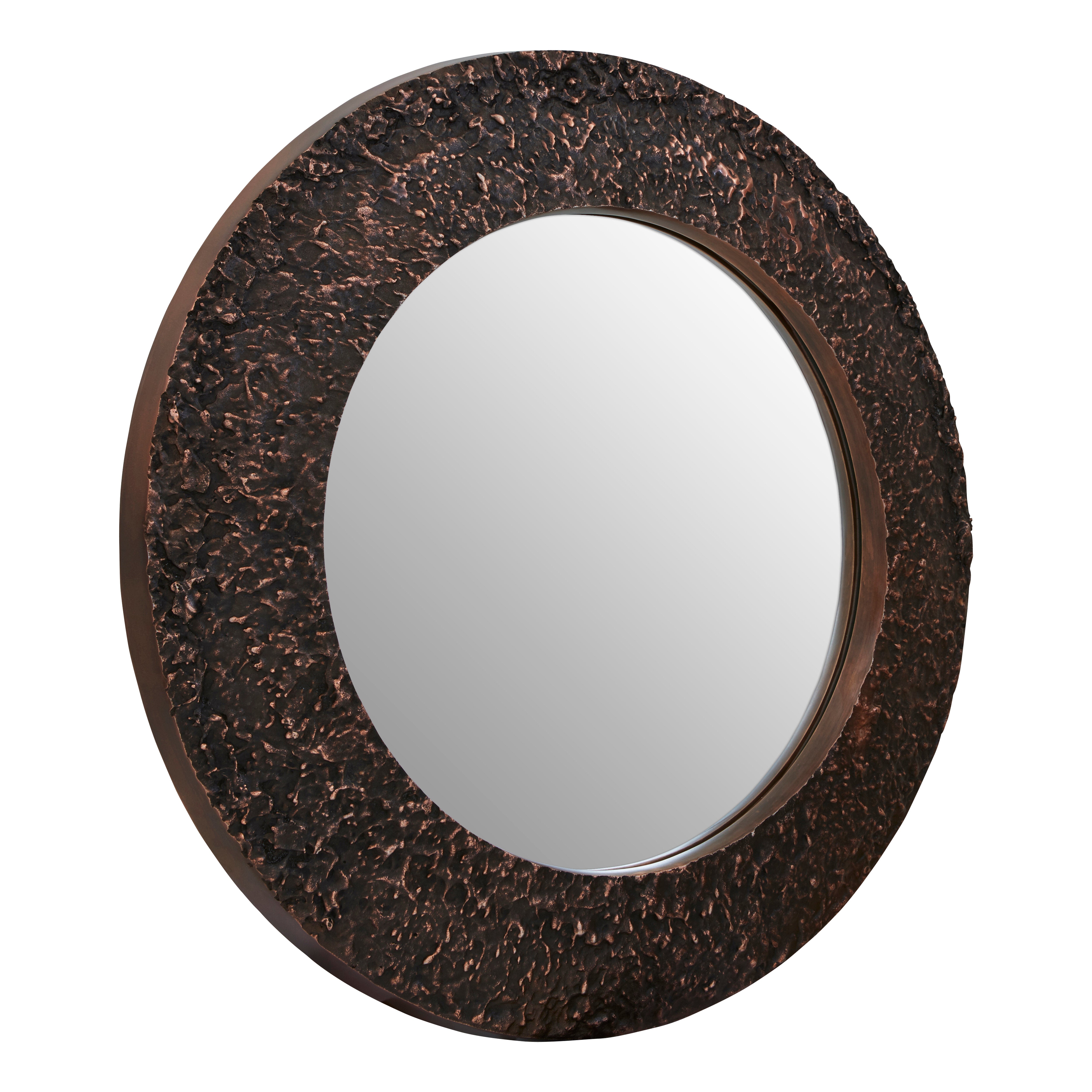 Koby Textured Copper Round Wall Mirror